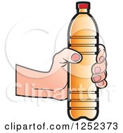 Hand Holding An Orange Water Bottle