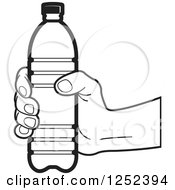 Poster, Art Print Of Black And White Hand Holding A Water Bottle