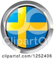 Clipart Of A Round Swedish Flag Icon 2 Royalty Free Vector Illustration