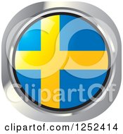 Clipart Of A Round Swedish Flag Icon Royalty Free Vector Illustration