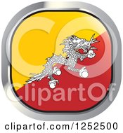 Clipart Of A Round Bhutanese Flag Icon Royalty Free Vector Illustration