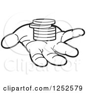 Poster, Art Print Of Black And White Hand And A Stack Of Coins