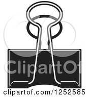 Clipart Of A Black And White Binder Clip Royalty Free Vector Illustration