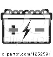 Clipart Of A Black And White Battery Royalty Free Vector Illustration