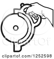 Clipart Of A Black And White Hand Operating A Circular Saw Royalty Free Vector Illustration