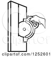 Clipart Of A Black And White Hand Operating A Circular Saw Royalty Free Vector Illustration by Lal Perera