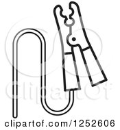 Clipart Of A Black And White Battery Cable Royalty Free Vector Illustration