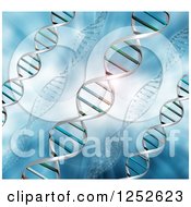 Clipart Of A Blue Background With 3d Colorful DNA Strands Royalty Free Illustration by KJ Pargeter