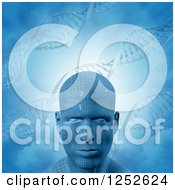 Clipart Of A 3d Virtual Man With Dna Strands Royalty Free Illustration