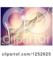 Clipart Of A Flare Background With A 3d DNA Strand Royalty Free Illustration