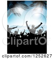 Poster, Art Print Of Silhouetted People Dancing On A Beach With Palm Trees And Flares