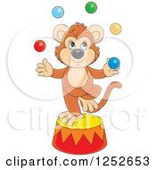 Talented Monkey Juggling Balls On A Podium