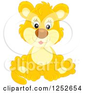 Clipart Of A Cute Sitting Lion Cub Royalty Free Vector Illustration