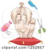 Clipart Of A Dog With Grooming Accessories Royalty Free Vector Illustration