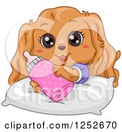 Poster, Art Print Of Cute Cocker Spaniel Puppy With A Bottle