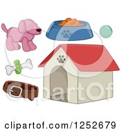 Clipart Of A Dog House And Accessories Royalty Free Vector Illustration