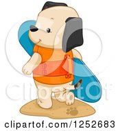 Poster, Art Print Of Cute Puppy Dog With A Surf Board