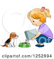 Poster, Art Print Of Red Haired White Girl Feeding Her Beagle Puppy Dog