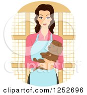 Happy Pet Shop Woman Holding A Puppy Dog