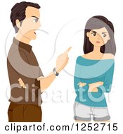 Clipart Of A Mad Father Scolding His Teenage Daughter Royalty Free Vector Illustration