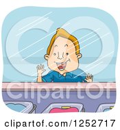 Clipart Of A Happy White Man Watching His Baby In The Hospital Royalty Free Vector Illustration