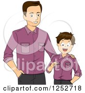Poster, Art Print Of Brunette Caucasian Father And Son Wearing Matching Shirts