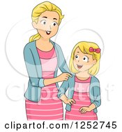 Poster, Art Print Of Blond Caucasian Mother And Daughter In Matching Outfits