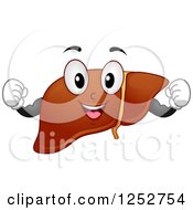 Clipart Of A Strong Healthy Liver Flexing Royalty Free Vector Illustration