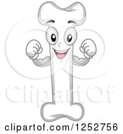Clipart Of A Strong Bone Character Flexing Royalty Free Vector Illustration by BNP Design Studio
