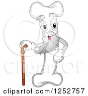 Clipart Of A Senior Bone Character With A Cane Royalty Free Vector Illustration by BNP Design Studio
