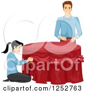 Man And Woman Decorating A Table For A Formal Event