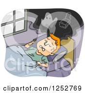 Clipart Of A Red Haired White Man Having Nightmare Dreams Royalty Free Vector Illustration