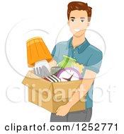 Poster, Art Print Of Young White Man Carrying A Box Of Items