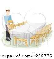 Poster, Art Print Of Caucasian Man Preparing A Table For An Informal Dinner