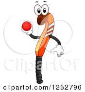 Clipart Of A Field Hockey Stick Character Holding A Ball Royalty Free Vector Illustration by BNP Design Studio