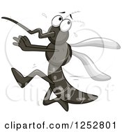 Clipart Of A Scared Mosquito Running Royalty Free Vector Illustration by BNP Design Studio