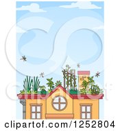 Poster, Art Print Of House With A Roof Top Garden Over Blue Sky