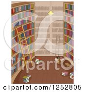 Poster, Art Print Of Library Interior With A Ladder And Books And Boxes On The Floor