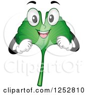 Clipart Of A Happy Ginkgo Biloba Leaf Character Royalty Free Vector Illustration