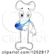 Clipart Of A Hurt Bone Character With A Sling Royalty Free Vector Illustration by BNP Design Studio