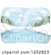 Clipart Of A Frozen Winter River Royalty Free Vector Illustration