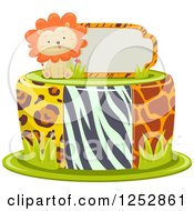 Poster, Art Print Of Cute Lion And Sign On Top Of A Jungle Print Cake