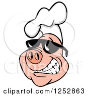 Clipart Of A Grinning Pig Wearing A Chefs Hat And Shades Royalty Free Vector Illustration