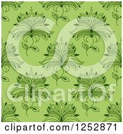 Clipart Of A Seamless Background Pattern Of Hena Flowers On Green Royalty Free Vector Illustration
