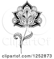 Clipart Of A Black And White Henna Flower 28 Royalty Free Vector Illustration