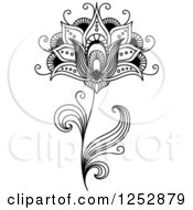 Clipart Of A Black And White Henna Flower 25 Royalty Free Vector Illustration