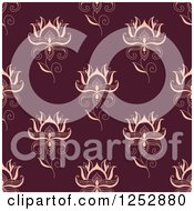 Clipart Of A Seamless Background Pattern Of Hena Flowers On Maroon Royalty Free Vector Illustration