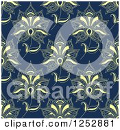 Clipart Of A Seamless Background Pattern Of Hena Flowers On Blue Royalty Free Vector Illustration