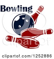 Poster, Art Print Of Ball Smashing Into Pins With Bowling Text