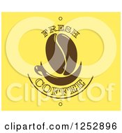 Clipart Of A Fresh Coffee Bean Design On Yellow Royalty Free Vector Illustration